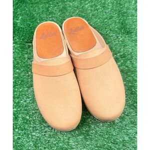 Lotta from Stockholm Swedish Clogs Wooden Sole 36 US 6 Leather Tan